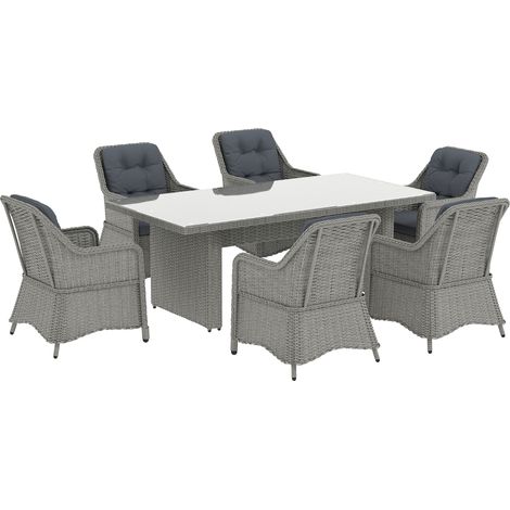 Seven-Piece Rattan Dining Set - Mixed Grey (1/5)