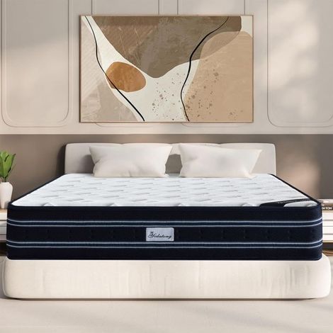 Matelas 140 x 190 cm Premium, Très épais 29 cm, Matelas 2 Places, Matelas à Ressorts ensachés et à mémoire de Forme, Ergonomique (1/5)
