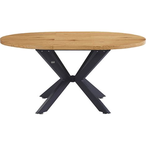 HOME DELUXE - Set da pranzo rotondo AVENTURA con base a stella - 120-160 x 120 cm Rovere chiaro 4 sedie Dotazione 4 sedie