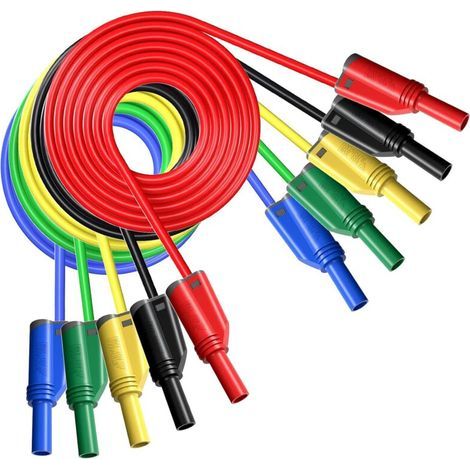 Pièces Fiche Banane Fils De Test En Silicone 4Mm Entièrement Isolé Sécurité Enveloppé Fiche Banane Empilable Cable D'Extension De Fil Souple Pour Multimètre (1/3)