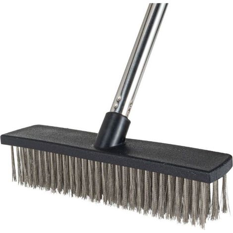 Balai en acier inoxydable de 190 cm avec manche amovible, tête de balai en métal de 27 cm, brosse de pont pour éliminer les mauvais (1/4)