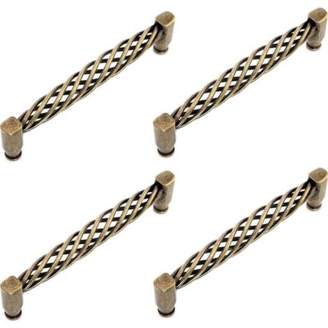 4X Poignées de Porte Cuisine Creux Vintage avec Vis Boutons pour Meubles Armoires Commodes - Bronze/128mm