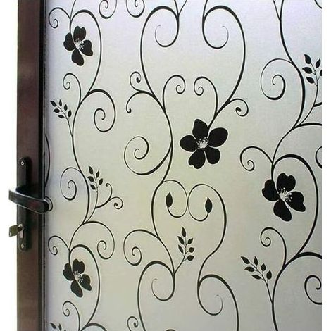 (Schwarzes Muster, 50 cm x 100 cm) Sichtschutzfolie für Fenster – Selbstklebende Dekorfolie – Anti-UV-Antistatische Haftfolie (1/5)