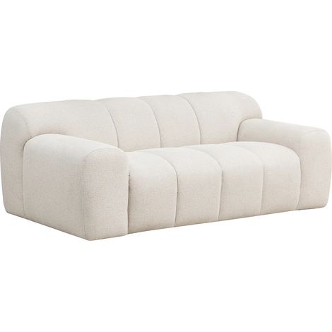 Divano 3 posti in tessuto ciniglia beige ATUJU (1/5)