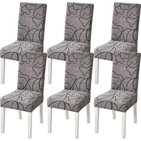 Stuhlhussen 6er Set, Stretch, abnehmbar, waschbar, für Esszimmerstühle