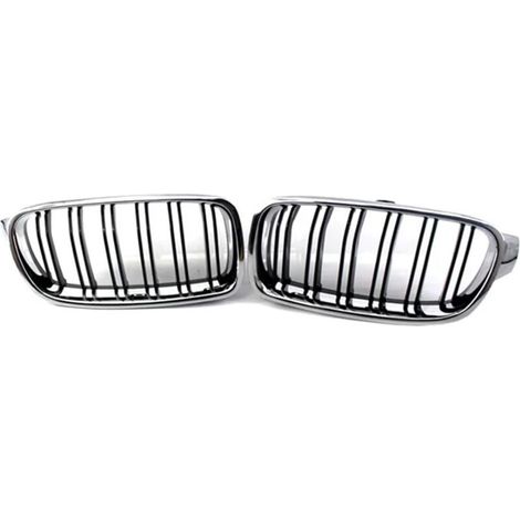 Griglia anteriore con doppia barra orizzontale compatibile con BMW Serie 3 F30 e F35 (2013-2019).
