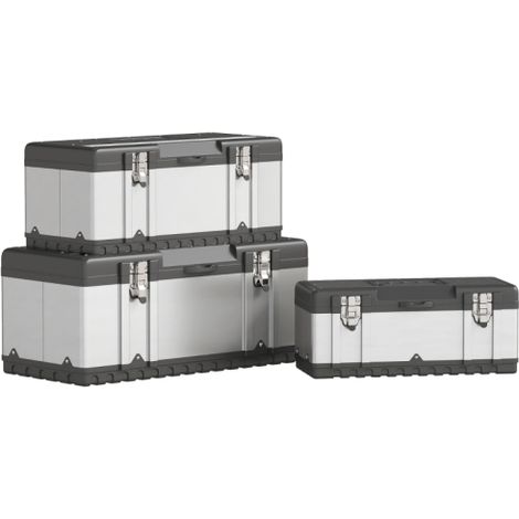 3 Piece Stainless Steel Toolbox Set - Durable 23", 19", 16" Sizes for All Your Storage Needs. Perfect for Home and Workshop Use. (1/5)