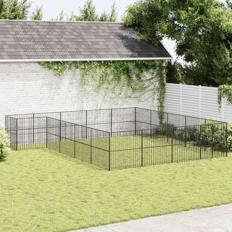 vidaXL Box per Cani 20 Pannelli Nero Acciaio Zincato