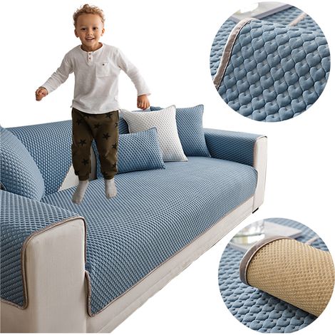 Tapis, couverture, housse pour canapé 90x160 cm, bleu marine, motif cœurs