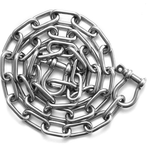 VEVOR Boat Anchor Chain, 1/4" x 4', 1700 lbs. WLL/4800 lbs. BS, 316 Stainless Steel Marine Grade Anchor Lead Chain with Dual Lock Ring Shackles for Boats, Deck, Fishing, Works with Different Anchors (1/5)