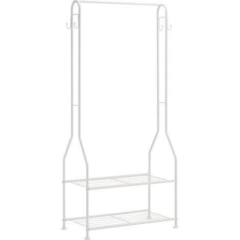 1 Armoire Avec 2 Étagères, Structure Métallique, Tringle De Suspension, Rangement Chaussures, Chambre