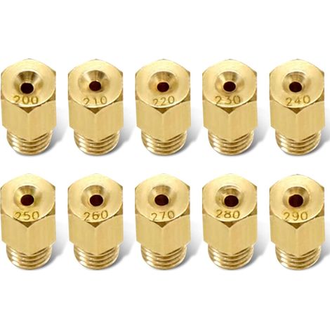 10-teiliges Vergaser-Hauptdüsen-Kit, universelles Zubehör, Gewinde-Vergaserdüsen, kompatibel mit MIKUNI VM/TM/TMX-Vergaser Nr. 200, 210, 220, 230, 240, 250, 260, 270, 280, 290 (1/5)