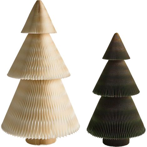 Set di 2 alberi di Natale in carta a nido d'ape Beige e verde Vefsna (1/5)