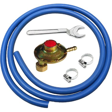 PROMO KIT REGOLATORE SQUADRO TARATURA FISSA TUBO mt.1,5 FASCETTE CHIAVE GAS