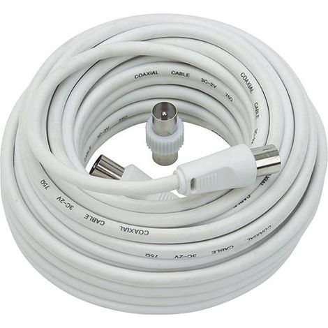Câble coaxial pour antenne TV et satellite 10 mètres – Adaptateur mâle/mâle inclus – Connexion optimale pour récepteurs – Expert Line
