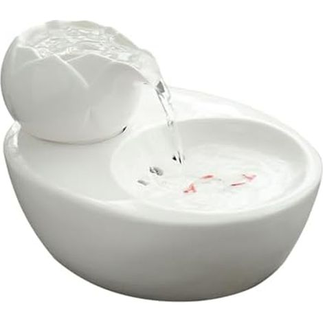 Fontaine À Eau Pour Chats - Céramique Lotus Verticale Avec Filtre Automatique - Pour Hydratation Continue - 1 Pièce (1/5)