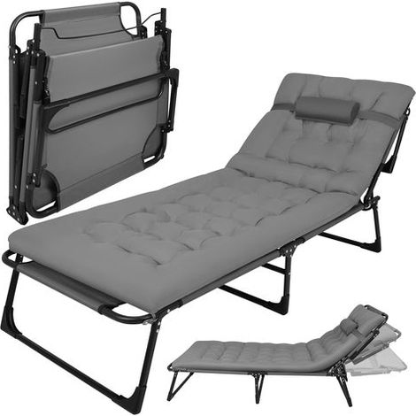 Klappbare Gartenliege mit Kissen, verstellbar, 192 x 68 x 28 cm (1/5)