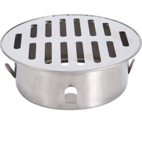 Siphon de sol en acier inoxydable, évier de balcon rond anti-obstruction, siphon de sol amovible pour jardin extérieur, tuyau d'évacuation, tuyau d'échappement, toit, balcon (110 bouche plate)