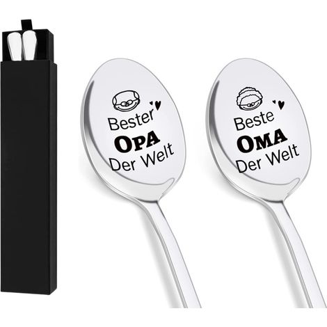 Cuillère Gravée - Acier Inoxydable 19 cm - Pour Café Thé Glace Soupe Céréales - Idéale Cadeau Fête des Mères et Pères - Par 2 (1/5)
