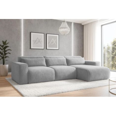 AX LIVING Wohnlandschaft mit Schlaffunktion Ruyam Schlafsofa Hellgrau R