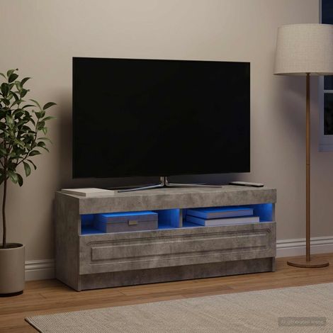 Meuble TV LED Gris béton Bois d'ingénierie (1/5)