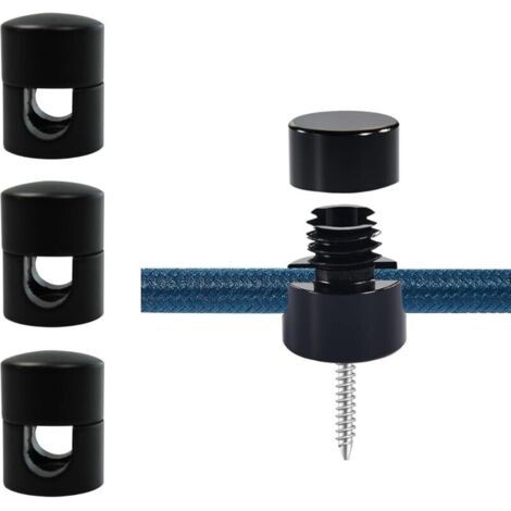 Crochets de plafond noirs, lot de 4, crochets de plafond à monter soi-même, adaptés aux lustres et aux câbles de suspension. (1/5)