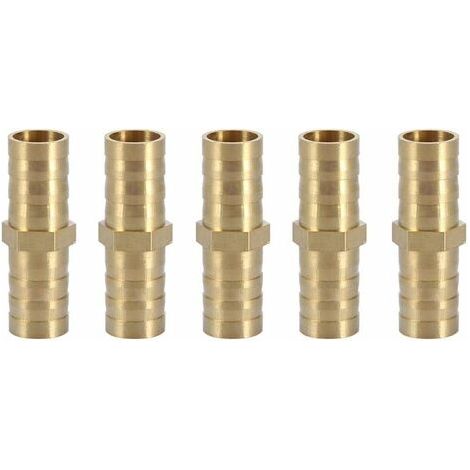 Straight hose connector, bidirectional straight brass pipe adapter, pipe fitting, pipe connector, 12 mm (12 mm, 5 pieces)
