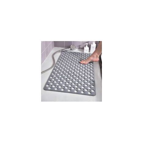 Tappetino da bagno antibatterico e antiscivolo, tappetino per vasca da bagno, antimuffa, lavabile in lavatrice, grigio con fori rotondi, 75 x 43 cm - Crezuo