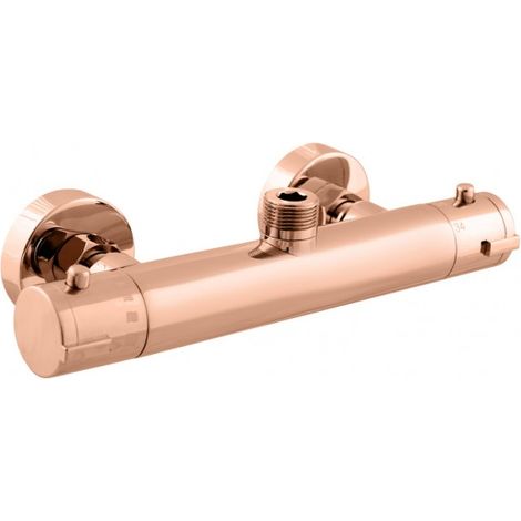 Mitigeur douche mural thermostatique en laiton rose gold poli - sortie haut (1/2)