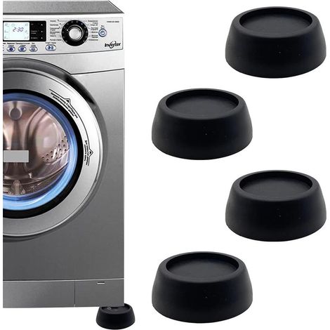 GDHZS- 4 Pcs anti vibration machine à laver Patin Machine a Laver,Universel Tapis Amortisseurs Lave Linge Socle Anti-Dérapants Pied Drainage Antirouille,noir (1/5)