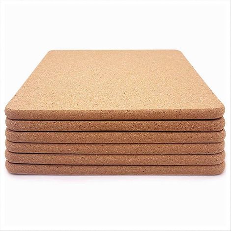 Cork trivet, lot de 6 pièces haute density thick carré cork trivets (1/5)
