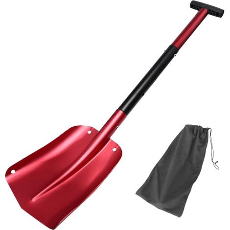 Grattoir à Glace Rétractable pour Voiture, Pelle Large Aluminium Rouge (1/5)