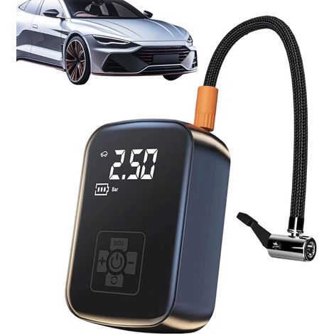 Pompe à air portable – Appareil de gonflage sans fil 12,3 x 8,3 x 5 cm, jauge de pression, construction ABS, outil alimenté par batterie pour ballons de vélo Équipement de sport de camping (1/5)