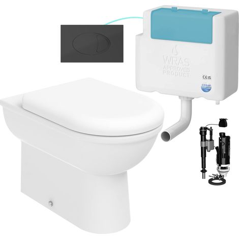 Gloss White D Shape Back to Wall Toilet and Concealed Cistern Set - Bottom Entry (1/4)