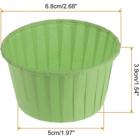 Moldes de papel para magdalenas，50 unidades，Moldes para tartaletas，Papel de hornear apto para alimentos，6,8 x 3,9 cm，Verde (1/4)