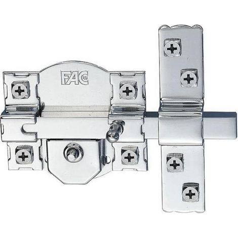 FAC cerrojo 300-r-80 b/70 niquel , Cerrojo 300R de 80mm niqueladoBombillo de 70mm tipo peraCon barra de acero calibrado de 14mmPlaca de acero de 2mmApertura interio (1/3)