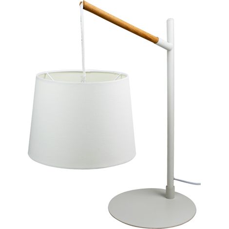 Lampe a poser blanche abat-jour suspendu luminaire design bureau chevet salon (1/3)