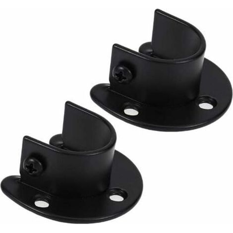 2 pièces en acier inoxydable noir mat salle de douche vêtements rail rideau bride siège housse support vêtements rail support avec vis-LIAIKI (1/5)
