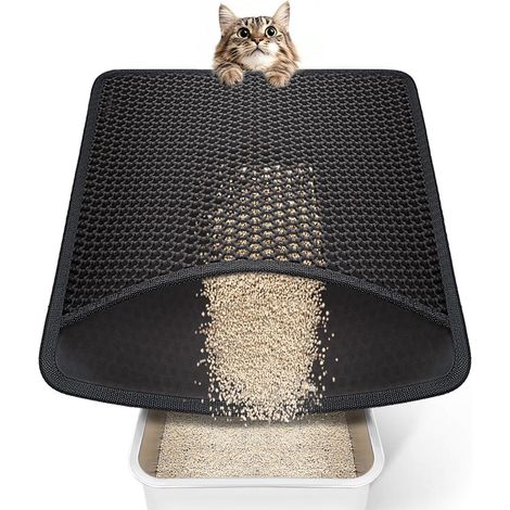 1 Tapis De Litière Pour Chat 58x42cm, Design Nid D'Abeille, Matériau Eva, Imperméable, Antidérapant, Pour Maison (1/5)