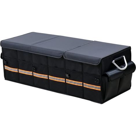 Voyage Boîte Rangement Coffre Voiture, Organisateur de voiture - Robuste, collapsible, multi-compartiments- Accessoires de voiture essentiels Black Nior (XL 35.4 x 13.8 x 11.8'') (1/5)