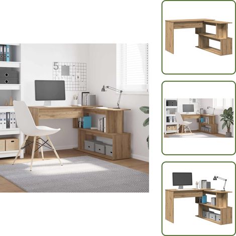 Eckschreibtisch Artisan-Eiche 200,5x50x76 cm Holzwerkstoff - Eckschreibtisch - Eckschreibtische - Schreibtisch - Bürotisch