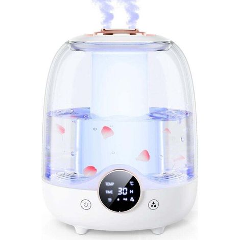 Room Humidifier, 3 Liter Water Tank, Dual Nozzle, LED Light, Smart Timer (2/4/8 Hours), Auto Shut-Off, Perfect for Babies and Large Rooms (White). (1/4)
