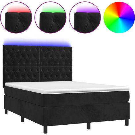 Maison Exclusive - Cama box spring colchón y LED terciopelo negro