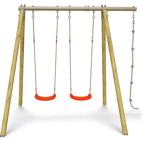Portique bois poutre métal 2,30 m Techwood Premium PIKO - 3 enfants