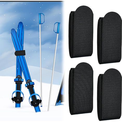 4 PCS Sangles de Ski Réglables, Sangles de Fixation Sangle Porte Skis, Sangle de Fixation Attache Scratch pour Skis, 50x5 cm Sangle-Ski en EVA pour Fixer et Transporter Vos Skis (1/5)