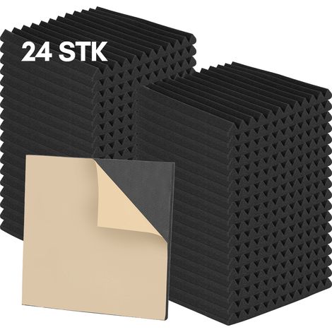 Wolketon Lot de 24 mousse acoustiques mur et plafond isolation phonique L.30 x l.30x H.2.5 cm panneaux acoustiques