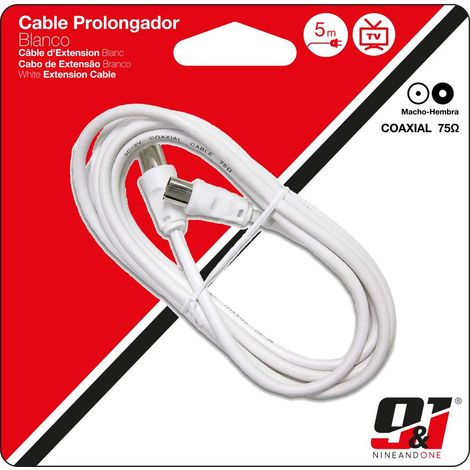 ORION91 9&1 - Cable 5 METROS Coaxial Antena TV Color Blanco Rápida Señal Nine&One Premium - Pack x6 (1/5)