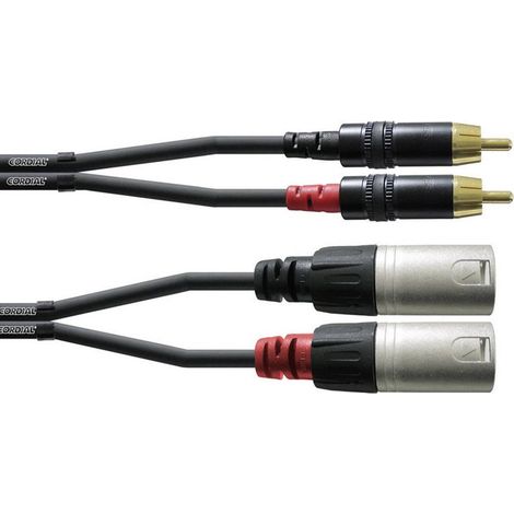 Câble adaptateur audio [2x XLR mâle - 2x Cinch-RCA mâle] Cordial CFU3MC noir 3.00 m (1/2)