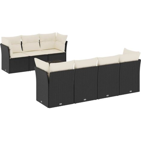 Maison Exclusive - Set Divani da Giardino con Cuscini 8 pz Nero in Polyrattan