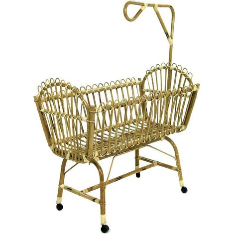 Culla in vimini con reggivelo dotato di ruote 58x100xh.44-90 cm (1/2)